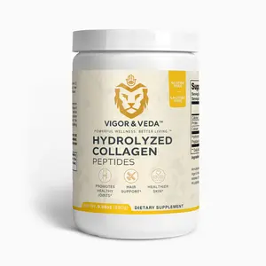 Vigor & Veda Hydrolyzed Collagen Peptides – 9.88oz (280g) | Hair, Skin & Nail Support, Healthy Joints, High Protein, Easily Mixable Powder
