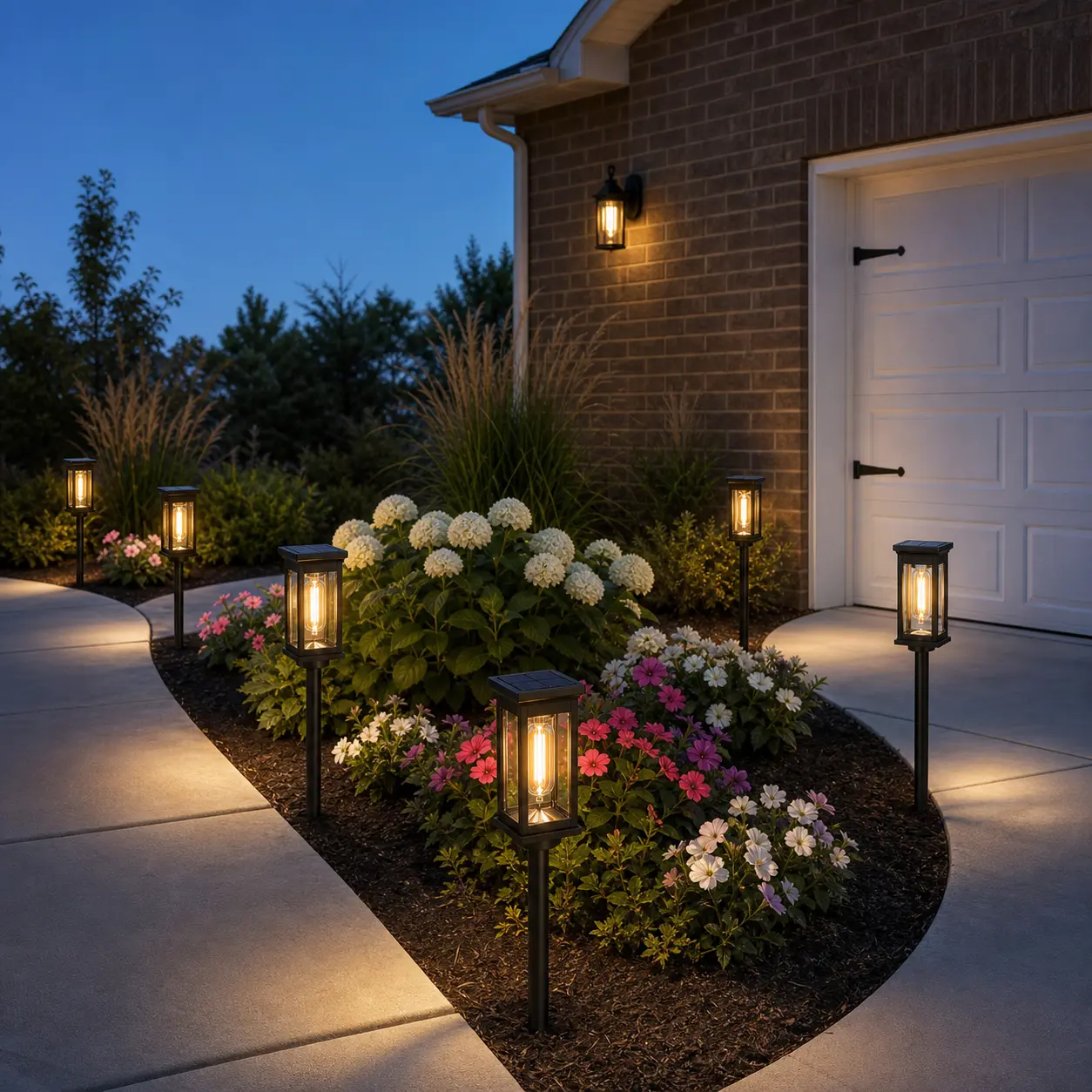 Bloomhaven Decor 6 Pack Solar Pathway Lights Outdoor, Warm White Waterproof Garden Stake Lights, Auto On/Off Solar Landscape Lighting for Walkway, Yard, Driveway, Patio & Flower Bed,dorm essentials,home decor,home essentials,camping essentials tiktokshopb