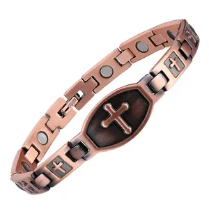 Cross-shaped magnetic health bracelet - Pure copper material - Low allergens design - Adjustable folding bracelet - Suitable for both men and women - Fashion and functional accessories - Effective for arthritis and pain relief - Multifunctional style