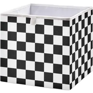 Checkerboard Cube Bins 11x11x11 inch Collapsible Baskets , Large Clothes Organizer Box for Bedroom, Living Room, Study Room