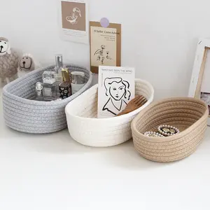 Woven Nordic Rope Storage Baskets - Organize Boxes, Desktop Sundries, Key, Cosmetics - Natural Fiber - For Home & Office - Perfect Gift for Housewarming & Organization Enthusiasts