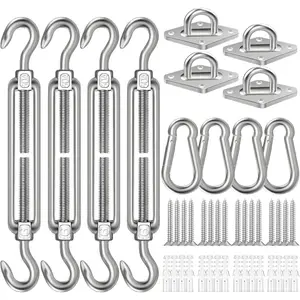 Shade Sail Hardware Kit for Triangle Rectangle Installation, Stainless Steel Shade Sail Hardware Accessories for Outdoor Patio Canopy Garden, Heavy Duty Fixing Attachment Pcs