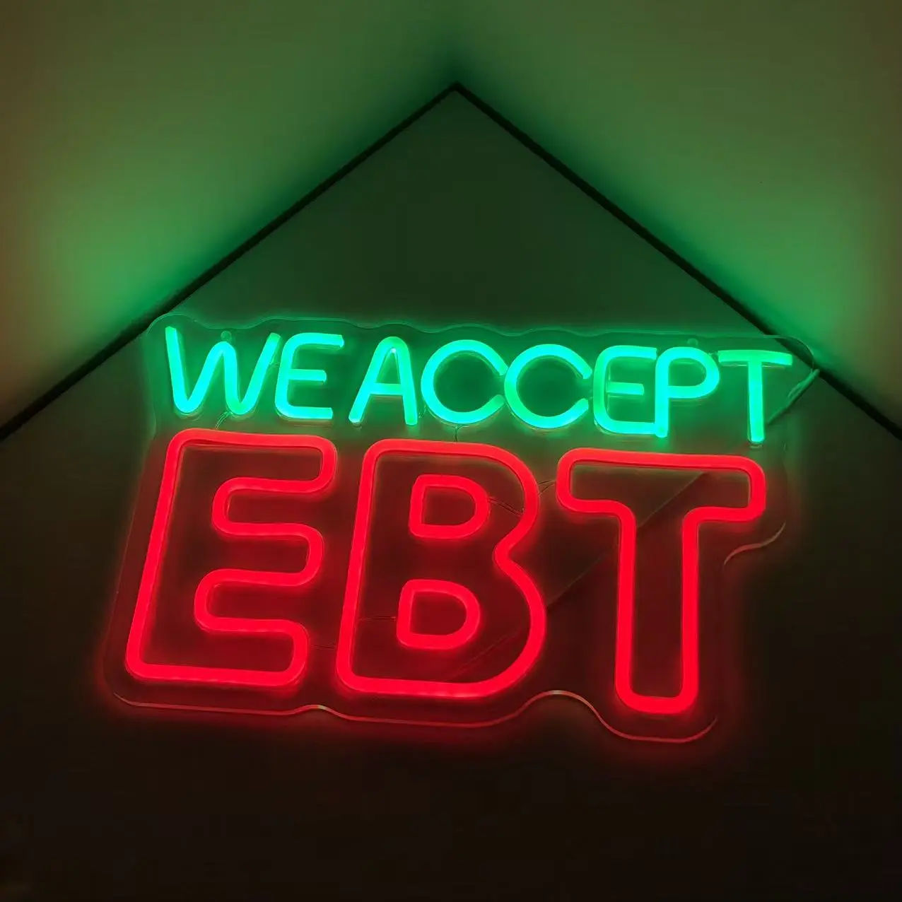USB-Powered Neon EBT Sign - Green & Red LED Display, Indoor LED Wire Light for Retail Businesses, summerwins Illuminated Novelty Lighting, Light-Up Novelty Lighting,summerwins