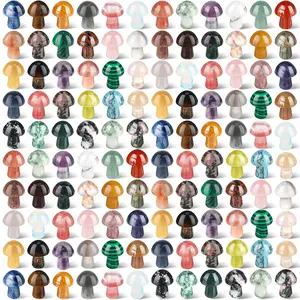 10pcs/40pcs handcrafted crystal mushroom sculptures - polished gemstone quartz decor for meditation, witchcraft, garden & home, assorted colors and textures, mushroom decor