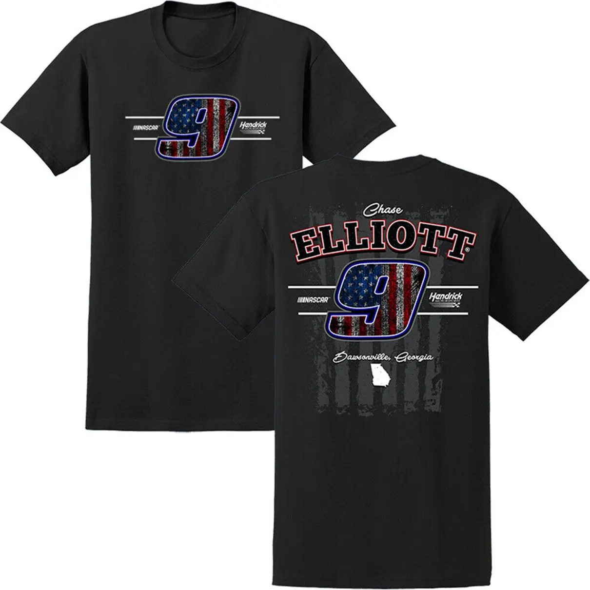 Chase Elliott RWB Flag Spot #9 T-shirt Cotton Fabric