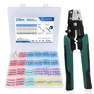 270pcs solder seal wire connector + Multi-function Wire Stripper , heat shrink butt connector waterproof insulated electrical wire terminal solder sleeve sealed electrical butt splice for marine automotive heat shrink connectors