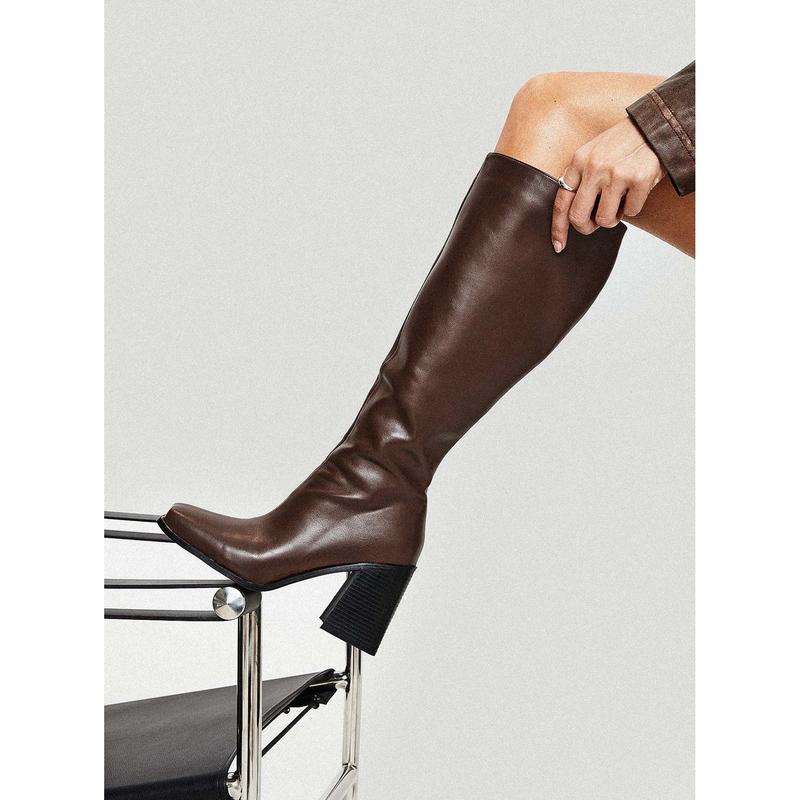 Renzo Knee High Boots Brown