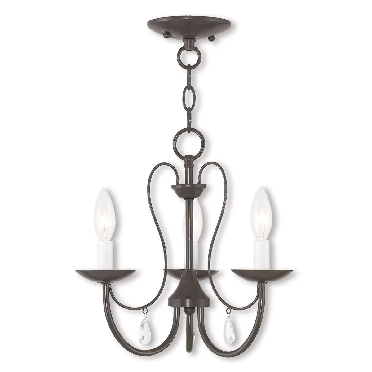 3 Light English Bronze Chandelier with Steel base material