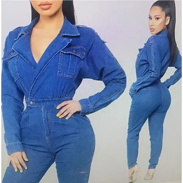 Denim Dark Blue Jean Jumpsuit