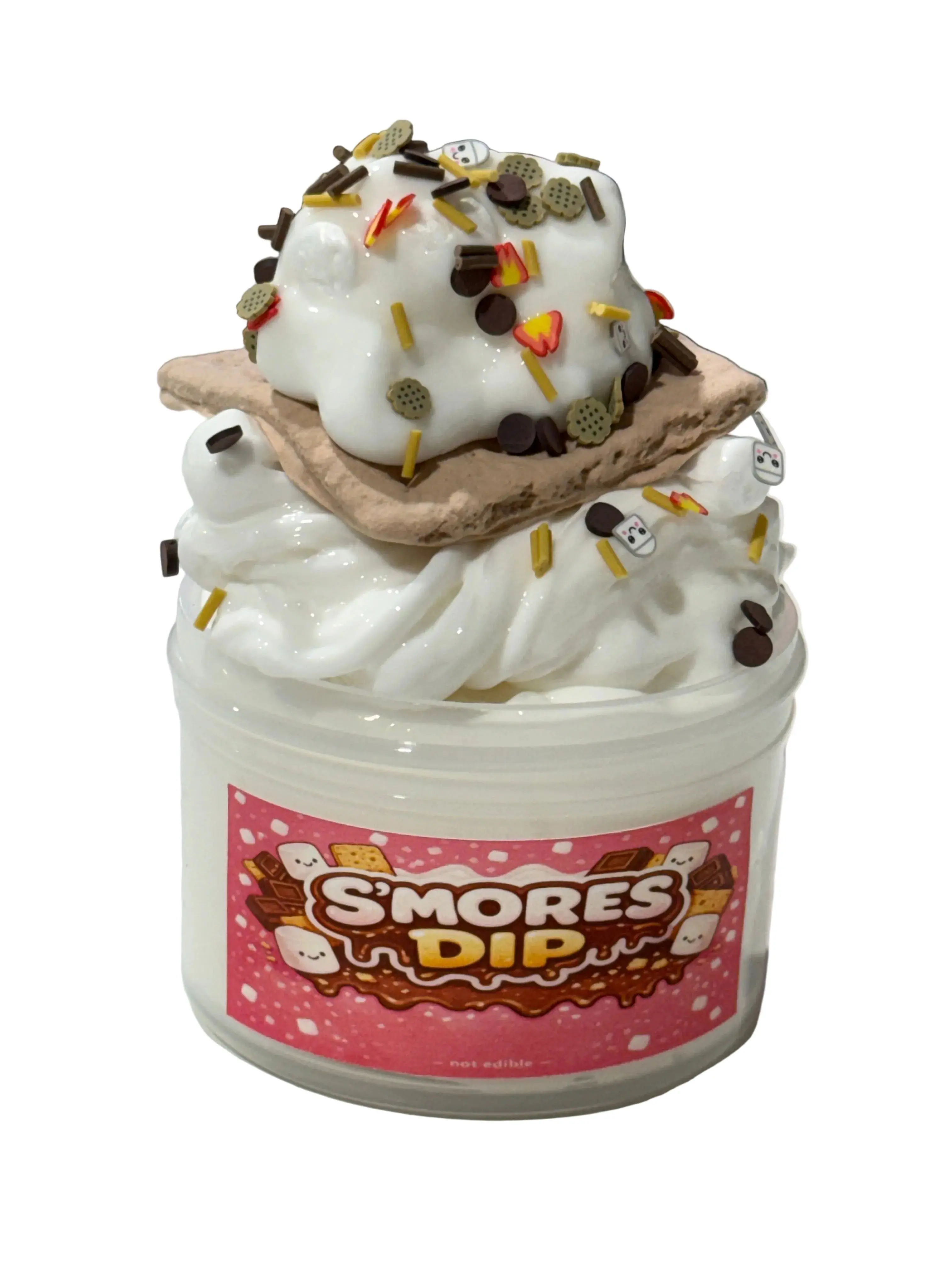 S’mores Dip Creamy Clicky Slime, Thick & Glossy Texture, Scented with Chocolate Sprinkles, Stress Relief Classic Novelty Toy