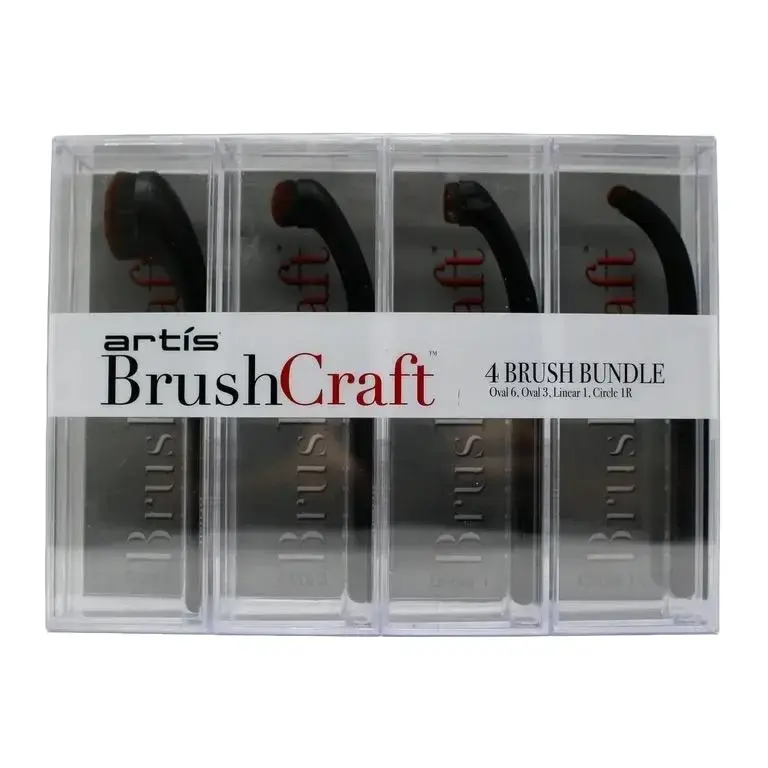 Artis BrushCraft 4 Brush Bundle Set - Includes Linear 1, Oval 3, Circle 1R, & Oval 6 Brushes for Precision & Versatile Makeup Application