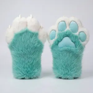 Furry Cat Paw Gloves Plush Cosplay Mittens Winter Warm Halloween Party Costume Accessories Birthday Gift Anime Convention and Comic Con props