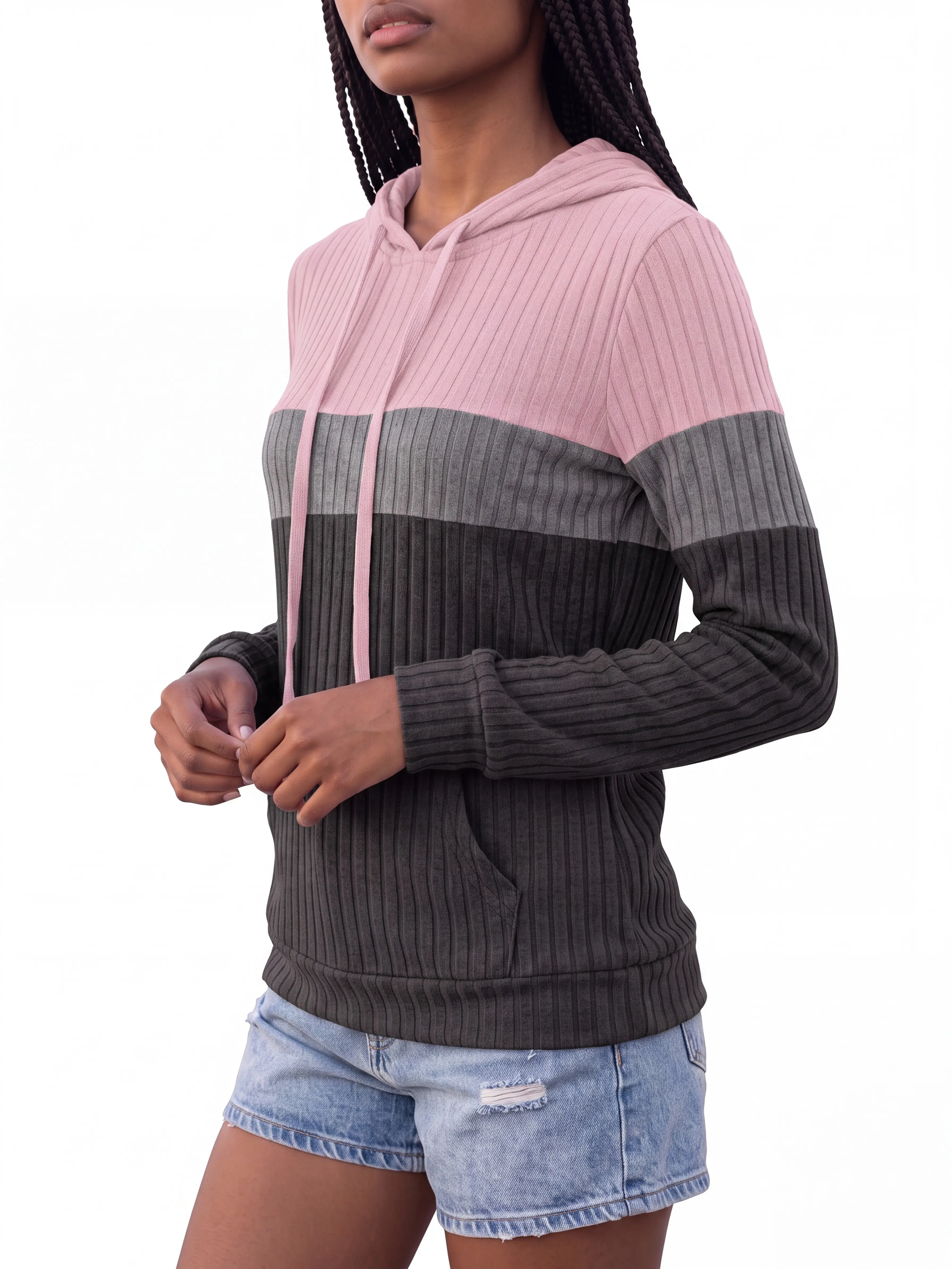 Women's Long-Sleeve Hooded Knit Sweater for Vacation Outfits and Winter Wear