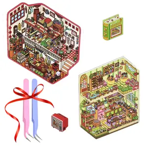 Stress Relief Stickers 2.5D DIY Miniature Scene Layered Scrapbook Decals Micro Landscape Paper Material Peel-and-Stick Design for Journals Crafts Gift Giving