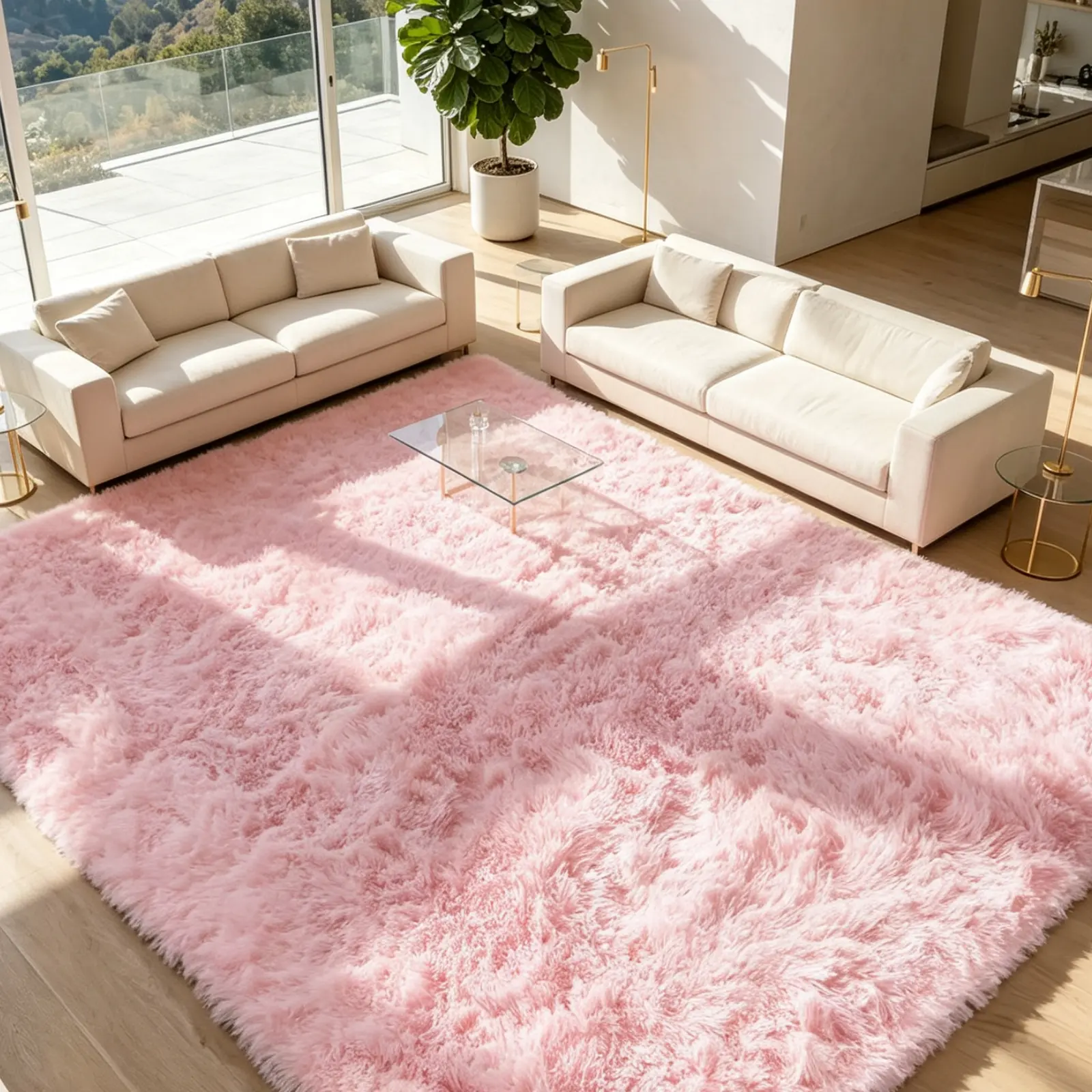 Long Fur Shaggy Pile Rug - Super Soft Non-Slip Multi-Size Carpet for Bedroom/Living Room, Offers Cozy Warmth with Long Fur Fibers
