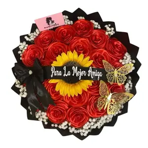 Eternal Rose Bouquet - Red Roses with Sunflower & Butterfly Design for the Best Friend or for that special someone