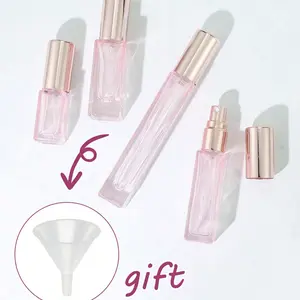 Glass Perfume Spray Bottle with Transparent Funnel, Aluminum Nozzle, Reusable Travel Atomizer, Portable Scent Dispenser