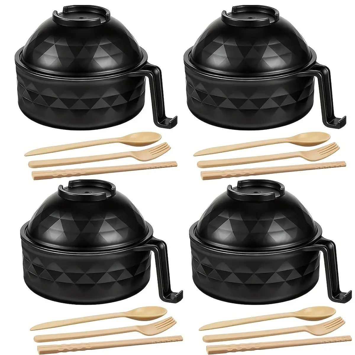 4PCS Ramen Bowl Set with Chopsticks 33 oz Microwave Noodle Bowl College Dormitory Essential - New Mixing Bowl with Tableware Fashion Cutlery Stylish M