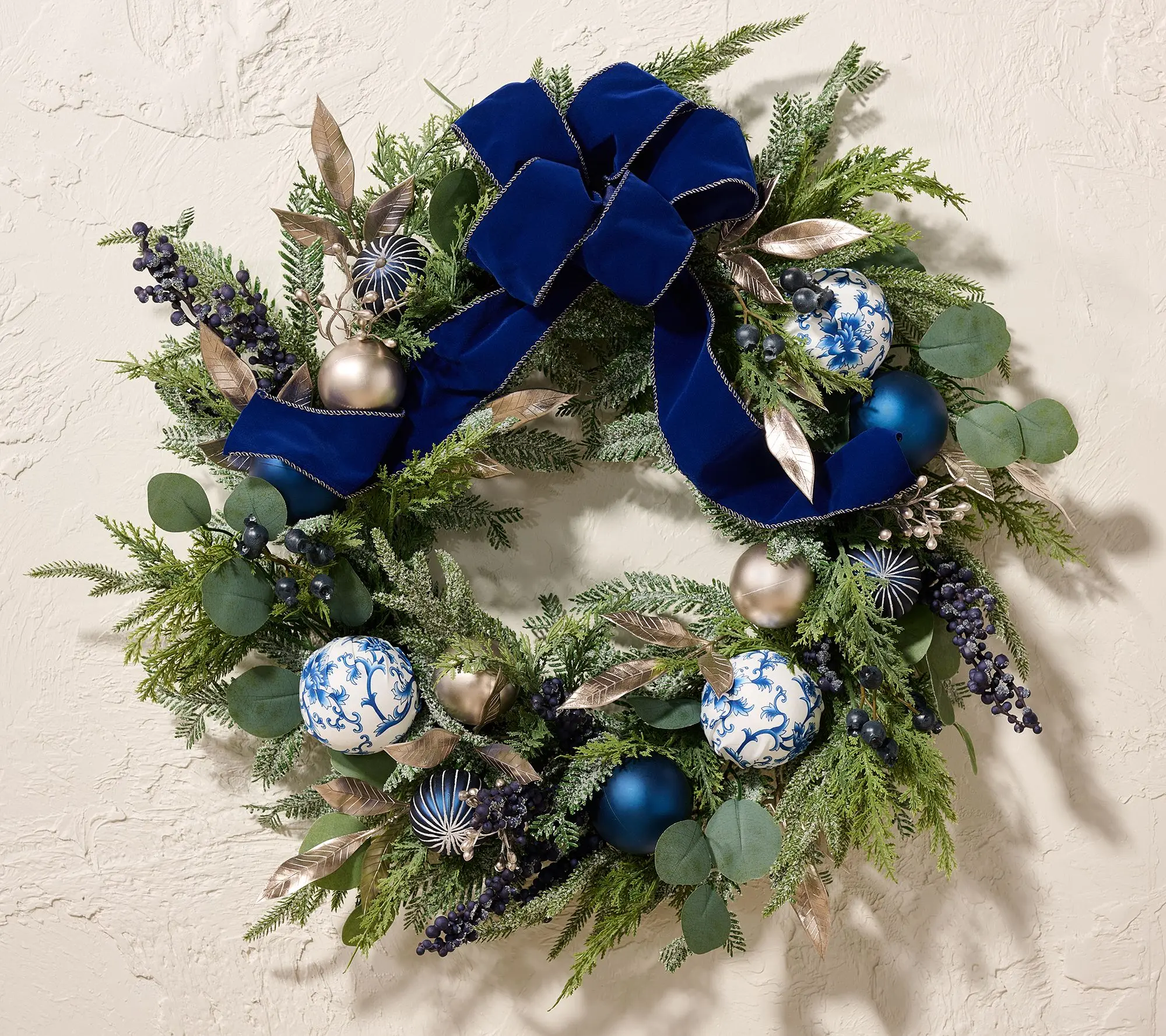 24" Toile Ornament and Greenery Wreath by Valerie