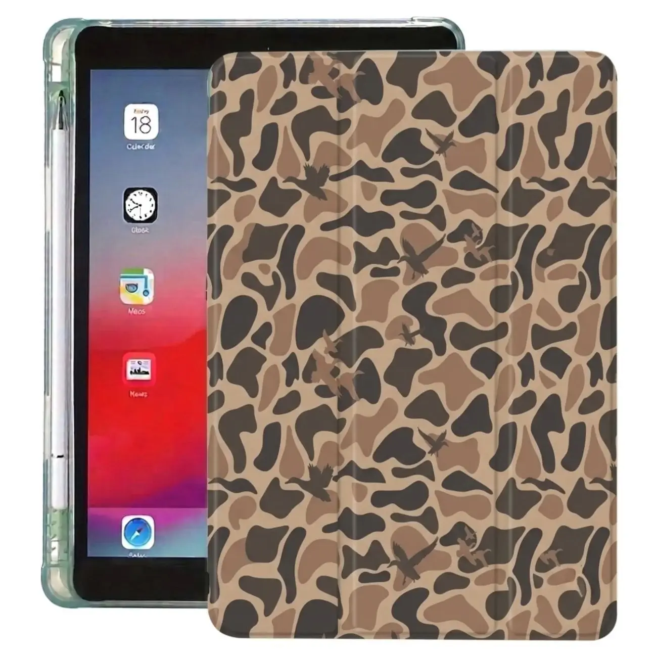 Mallard Duck Camo iPad Case – Hunting Camo Folio Cover with Auto Wake Sleep for iPad Pro, Air & Mini | Rugged Protective Tablet Case Gift
