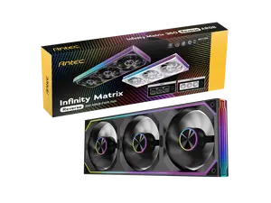 Antec Infinity Matrix 360 Reverse ARGB, 360mm Single-Frame Fan Design, Reverse Blade, Independent Dual-Cable Design, Four-Sided Infinity Mirror Lighting, PWM 1800 RPM, 5V 3-Pin ARGB
