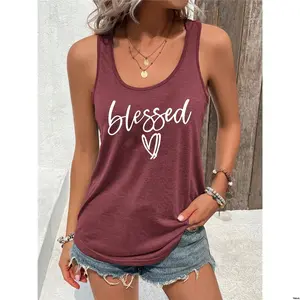 Tank Women INAWLY s Heart Letter Print Top