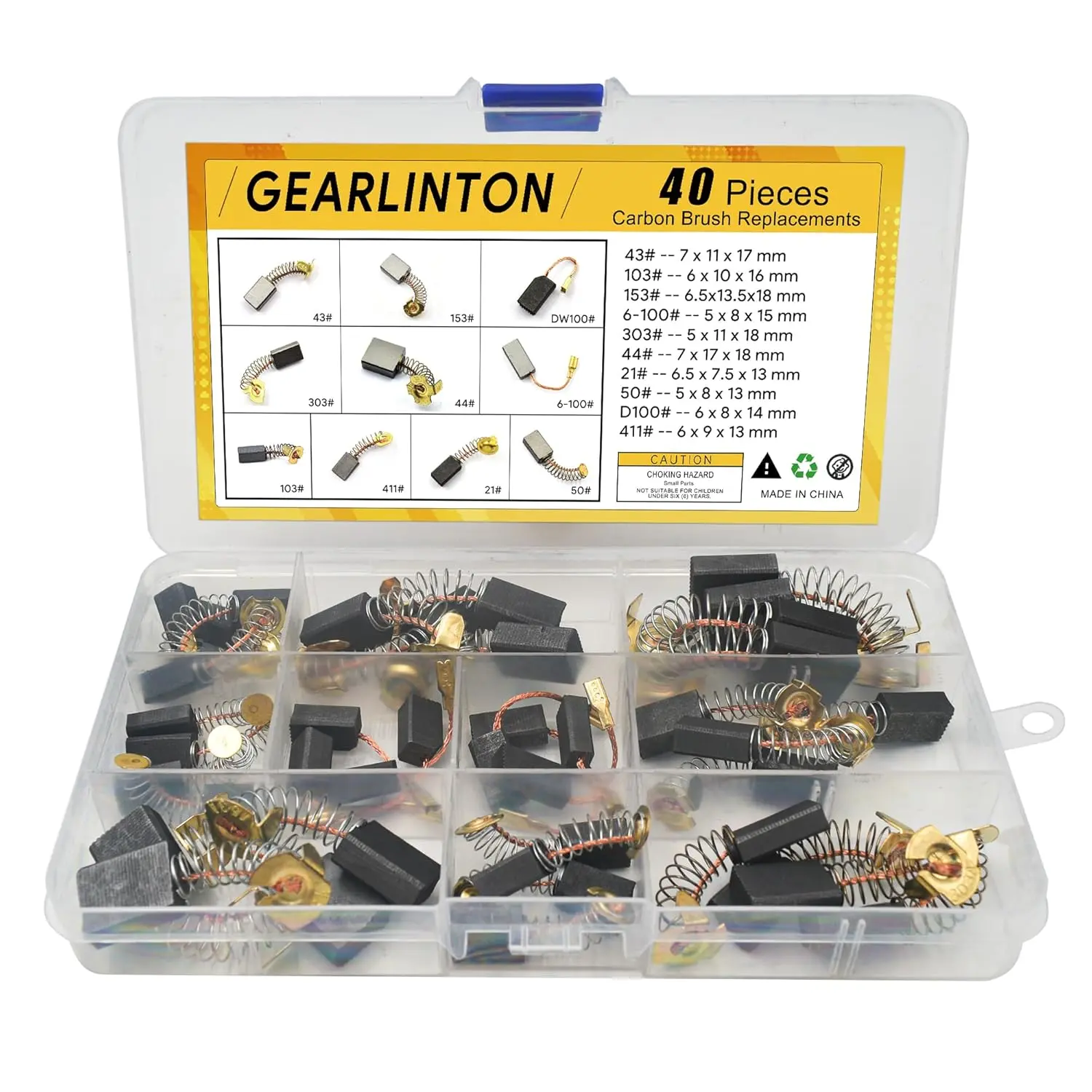 Motor Carbon Brushes for Tools Repair Maintenance Set of 40 PCS in 10 Different Sizes for Angle Grinders Circular Saws Grass Trimmer Lawn Mower Blades Cutting
