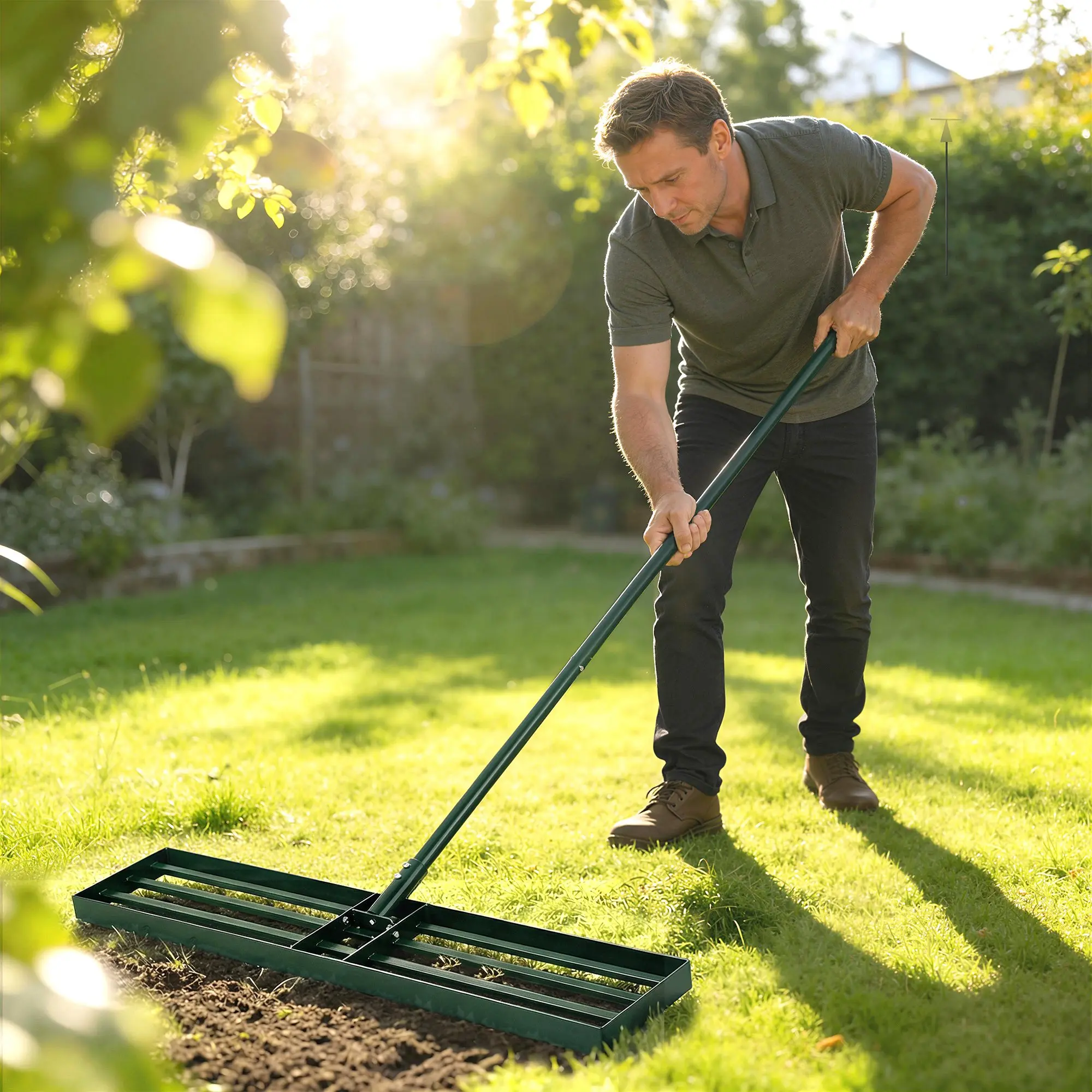 Heavy Duty Lawn Leveling Rake - 36"x10" Rake with 66.5" Handle for Backyard, Golf Course (Garden & Lawn Tractor Attachment Tool)