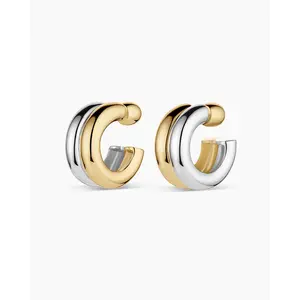 gorjana – Lou Mixed Stacked Hoops – 18K Gold-Plated Hoop Earrings – Trendy & Layered – Statement Everyday Jewelry