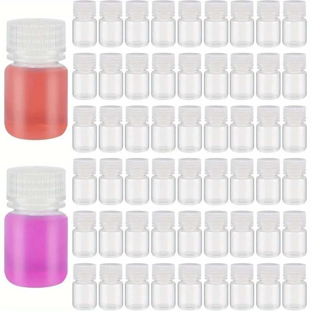 54 Pcs 1 oz 30ml Plastic Pill Sample Bottle with Lids Translucent Lab Wide Mouth Reagent Bottle for Liquids Travel Laboratories