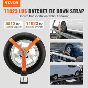 VEVOR Ratchet Tie Down Straps Kit, 2" x 120" Tire Straps, 5512 LBS Working Load, 11023 LBS Breaking Strength, Car Tie Down Straps with Snap Hooks for Passenger Car, Truck, Trailer, 4-Pack