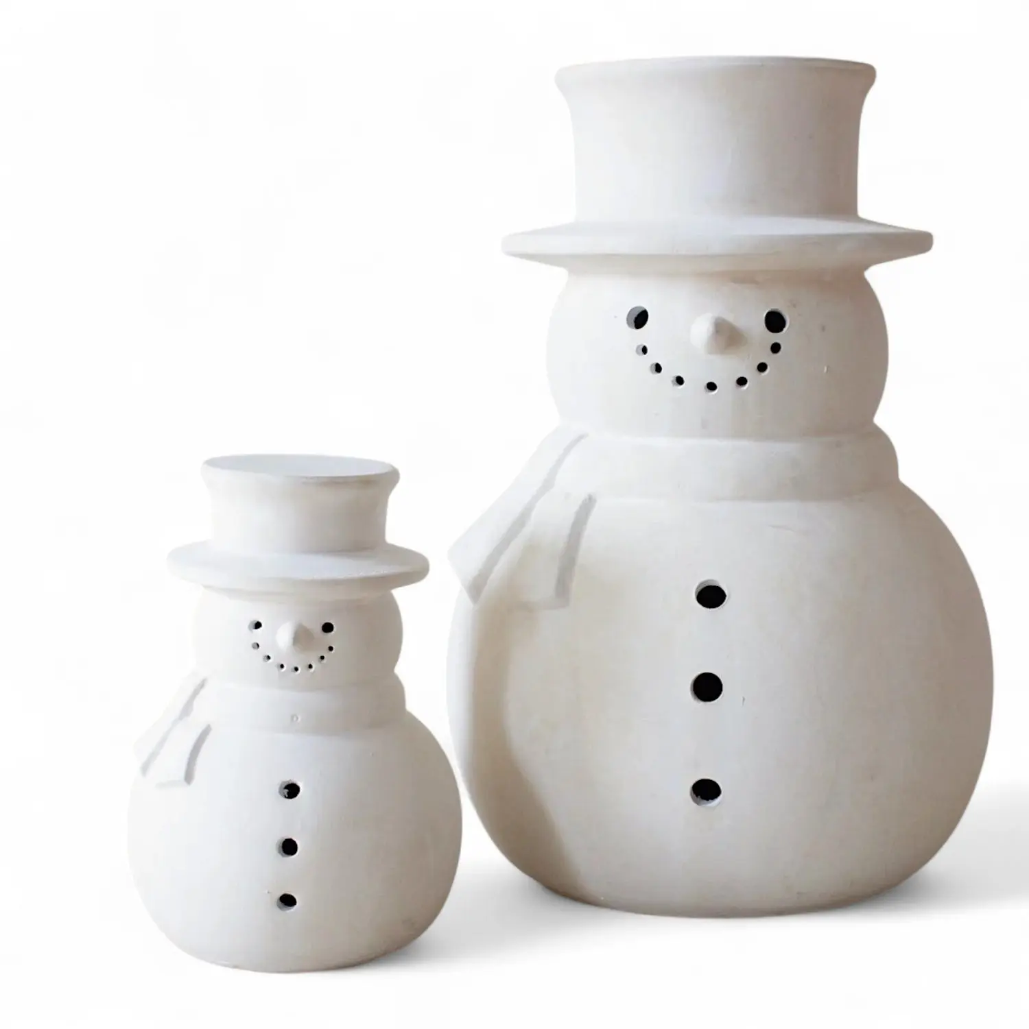 White Terracotta Snowman Figurine