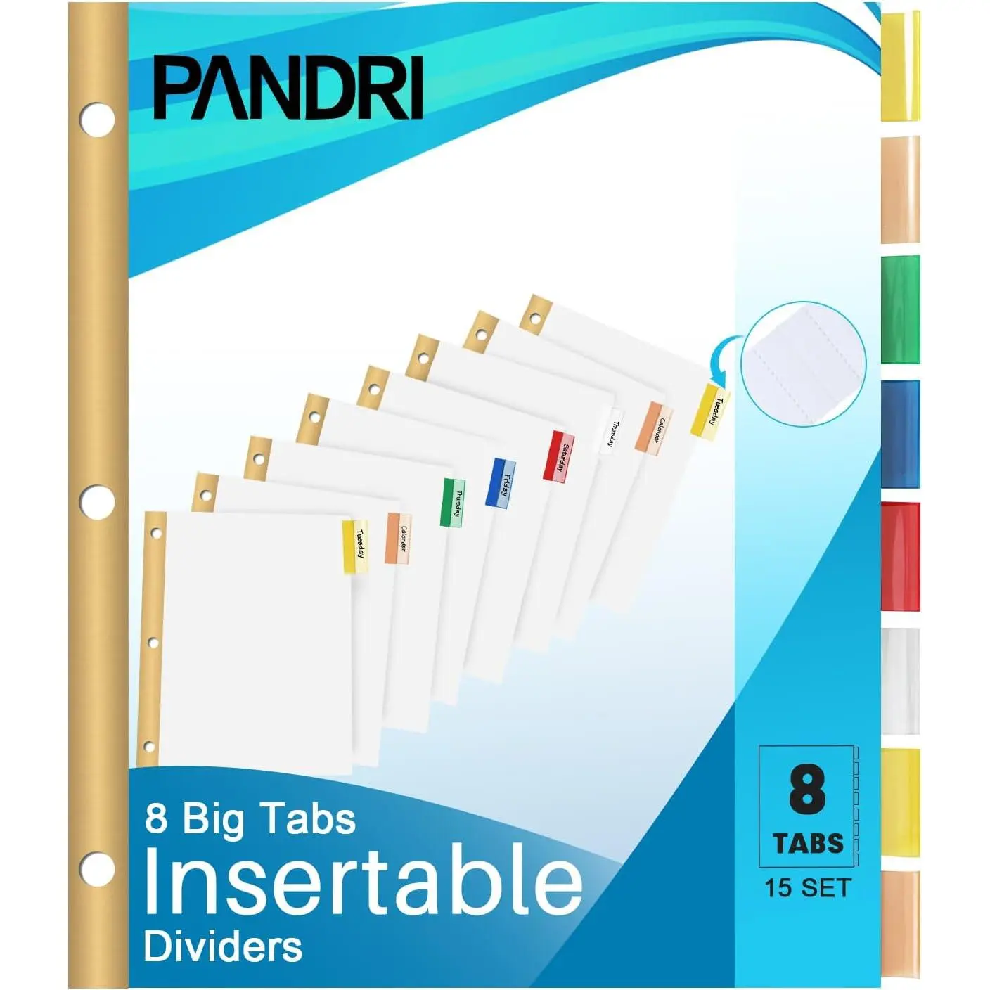Binder Divider, 120 Pack Binder Index White Dividers with 8 Insertable Multicolor Big Tab, Letter Size Paper Binder Divider for School Office Home Business