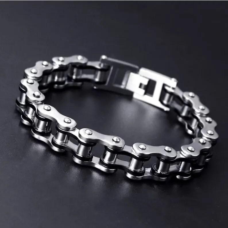 SOLID Stainless Steel Motorcycle Bike Chain Design Bracelet for Men