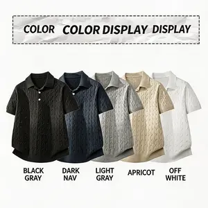 Best seller in the US market! Men’s Vintage Cable Knit Polo Shirt, Short Sleeve, Casual Versatile Top with a Mature Style