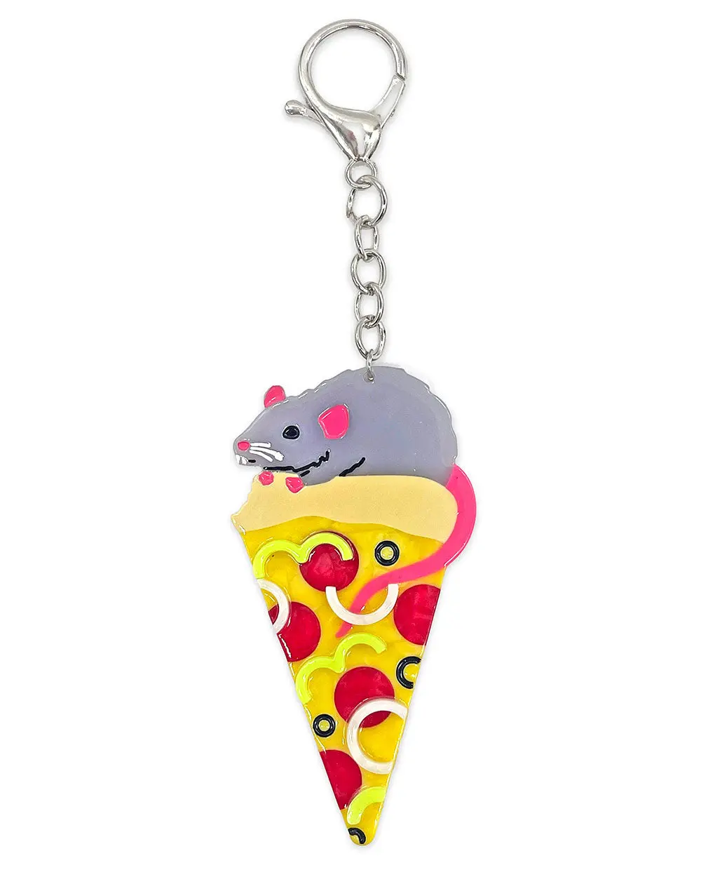 Pizza Rat Bag Charm Keychain