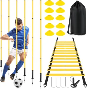 Soccer Agility  Equipment: 6 Soccer Agility Poles, 20ft Agility Ladder, 10 Soccer Cones, 1 Jump Rope. Soccer  Poles for Speed , Agility