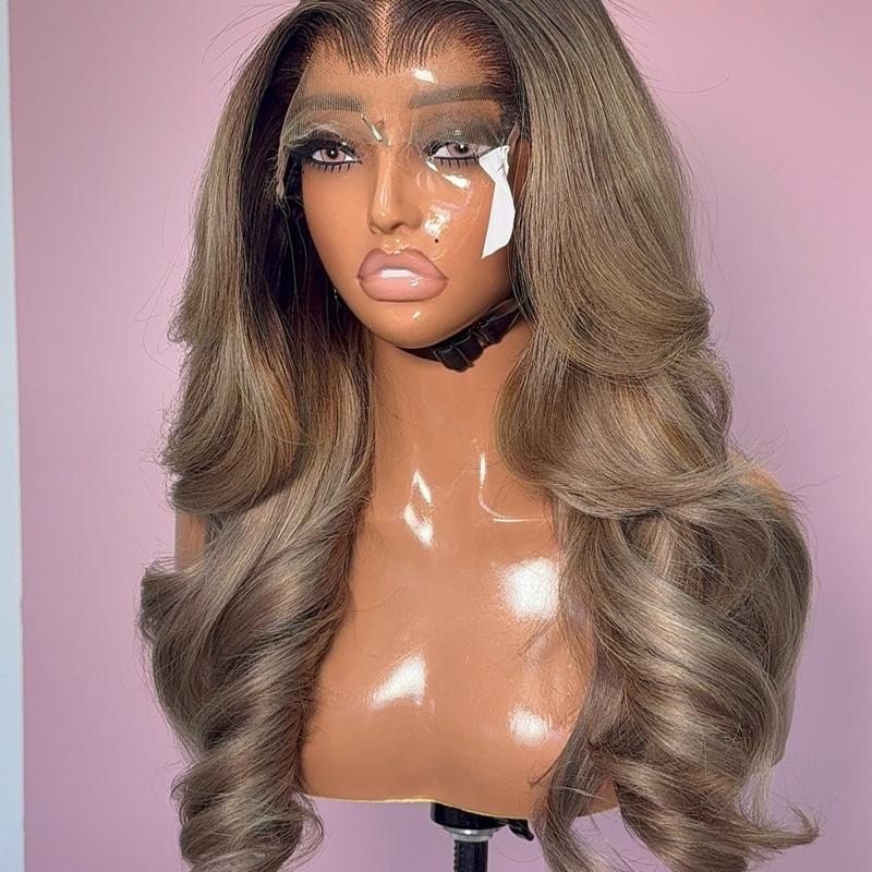 Custom Ash Icy Blonde 6x6 HD Frontal Texture Raw Wavy Wig for Women