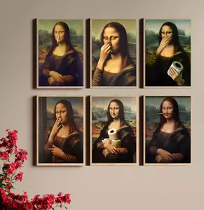 Mona Lisa Funny Bathroom Posters Wall Art Decor Cool Meme Retro Vintage Canvas Posters Pictures Prints Signs Restroom Toilet Room