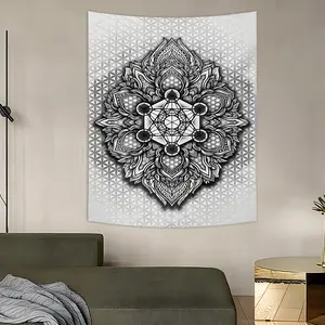 1 PC Metatron Cube Mandala Tapestry, polyester fiber / oversized printed tapestry, suitable for all four seasons, suitable for home decoration, wall decoration, party decorations, the preferred gift for friends and family.