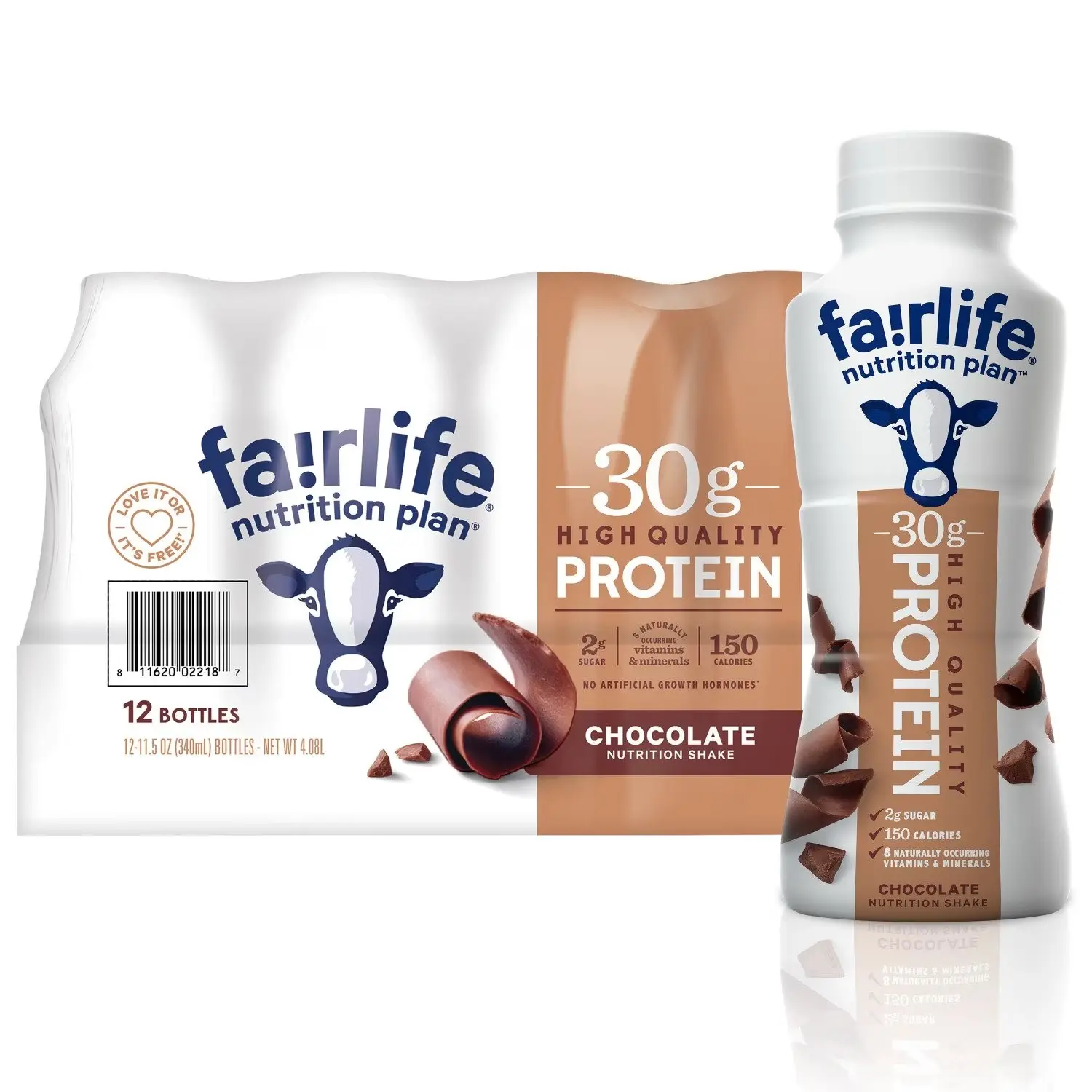 fairlife Lactose-Free Ultra-Filtered High Protein Liquid Shakes - 30g (30-39g Range) Quality Milk Beverage, Low Sugar (Sugar Free, No Sucralose/Cellulose Gum), Rich Chocolate Flavor, 11.5 fl oz, 12-Pack for Youth Fitness Nutrition