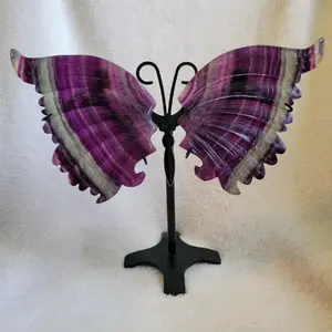 Flourite crystal Butterfly wings with stand