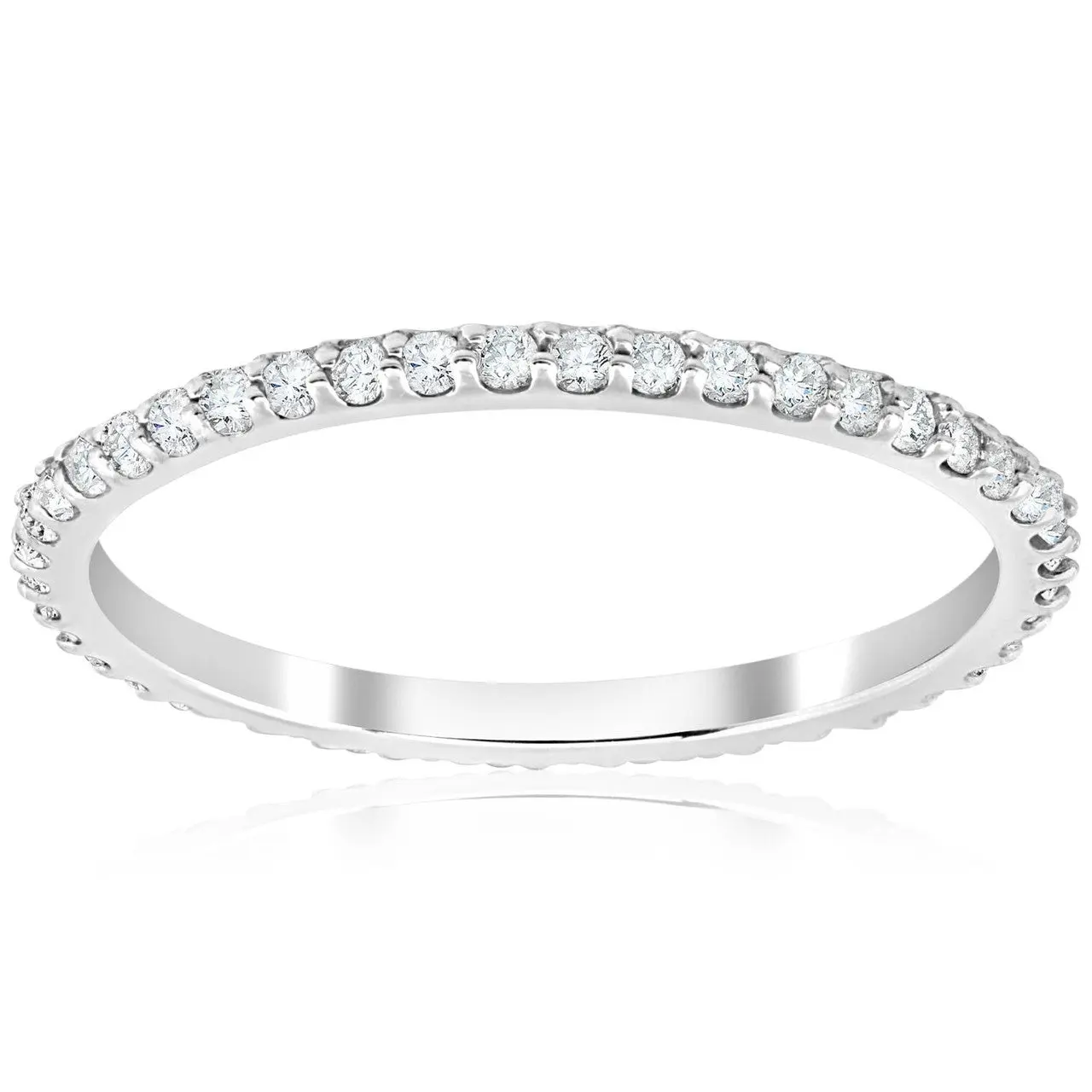 1/2 Ct Diamond Eternity Wedding Stackable Ring 14K White Gold 1.7mm Wide 1/2 Ct Diamond Eternity Wedding Stackable Ring 14K White Gold 1.7mm Wide