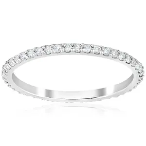 1/2 Ct Diamond Eternity Wedding Stackable Ring 14K White Gold 1.7mm Wide 1/2 Ct Diamond Eternity Wedding Stackable Ring 14K White Gold 1.7mm Wide