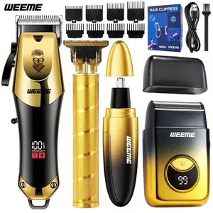 Weeme Professional Four-In-One Men's Grooming Set, Cordless Trimmers Kit, Hair Clipper, T-Trimmer, Electric Shaver, Nose Trimmer, USB Charging, Design