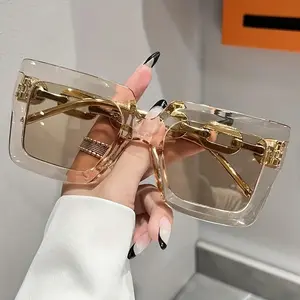 Travel Essential, Women's Luxurious Large Frame Square Fashion Glasses - Candy Colors, Anti-Gold Embellishments, Suitable Driving, Parties, And Other Occasions NPU2