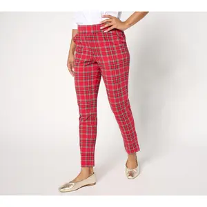 Denim & Co. Petite Any Day Printed Duo Stretch Ankle Pant