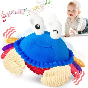 Baby Toys 12-18 Months, Musical Crawling Crab Plush Toy - 40 Songs & Recording Feature, Dancing Walking Moving Bouncing Tummy Time Toy, Sensory Toys for Toddlers 1-3, Birthday for Infants