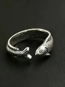 Vintage Koi Ring for Men and Women, Ethnic Style Adjustable Band, Casual Daily Wear, Birthday Gift for Friends and Partners