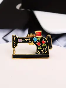 Vintage Sewing Machine Design Brooch, Cute Enamel Pin for Clothing & Bags, Fashion Accessories for Women & Men